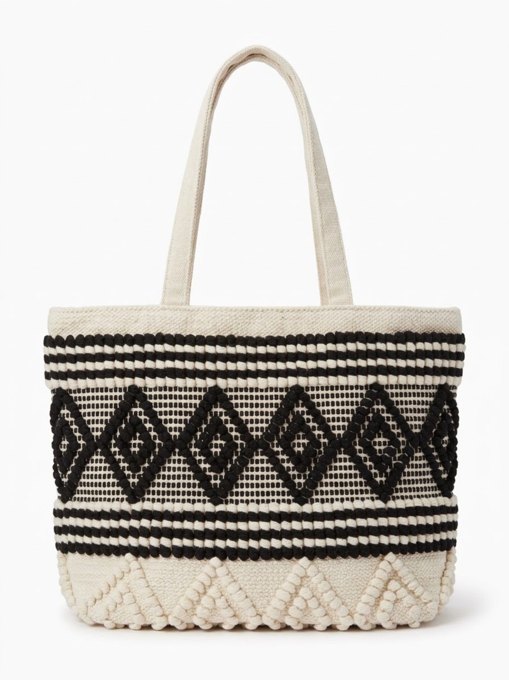 Elizabeth and James Woven Boho Geometric Pattern Canvas Shoulder Tote Bag